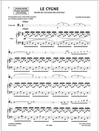 Le Cygne - SAINT-SAËNS - Partition - Violoncelle